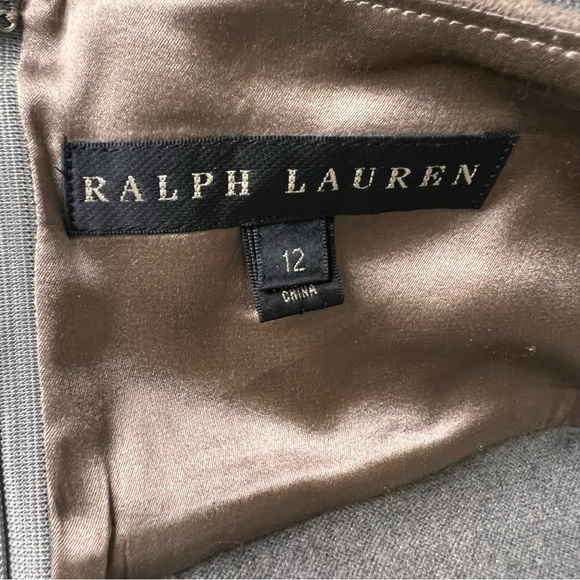 Ralph Lauren Black Label - Taupe Suede & Grey Cashmere Dress Size 12 - Picture 9 of 13